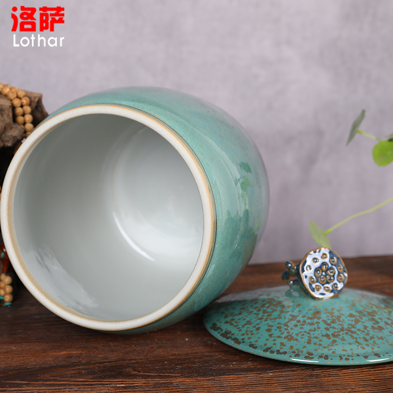 Jingdezhen ceramic barrel 20 jins 30 jins storage tank ricer box grain jar sealed tank meter box green fruit box