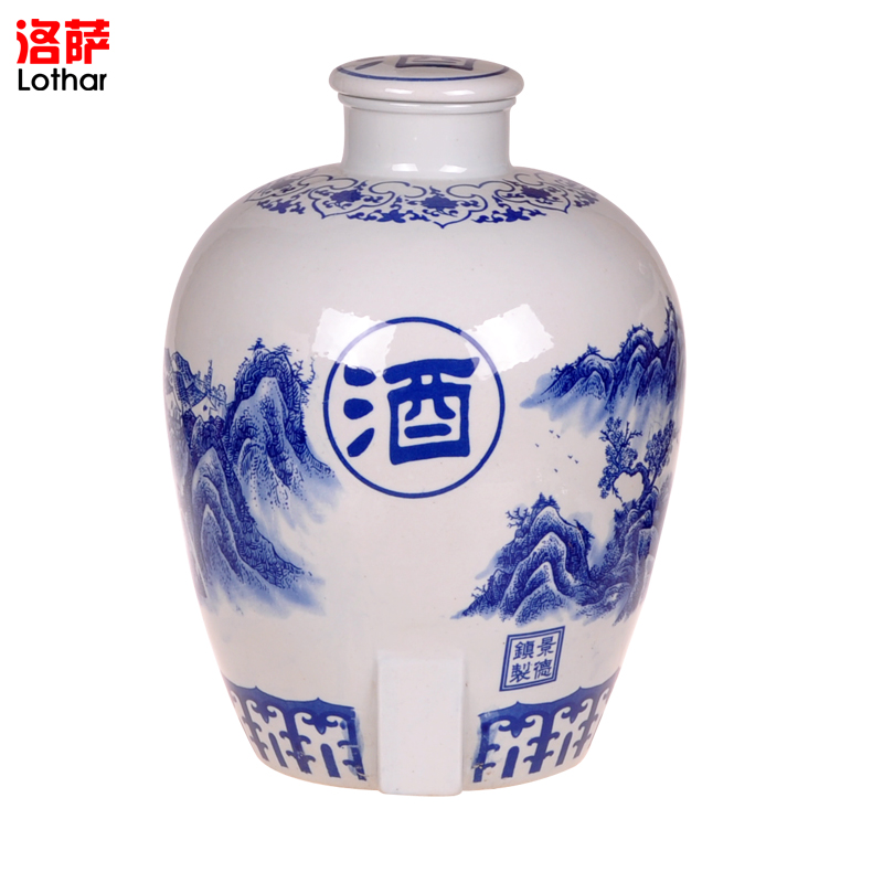 Jingdezhen ceramic jars 50 kg bottle wine wine jar GuanPing it hip seal belt filter tap