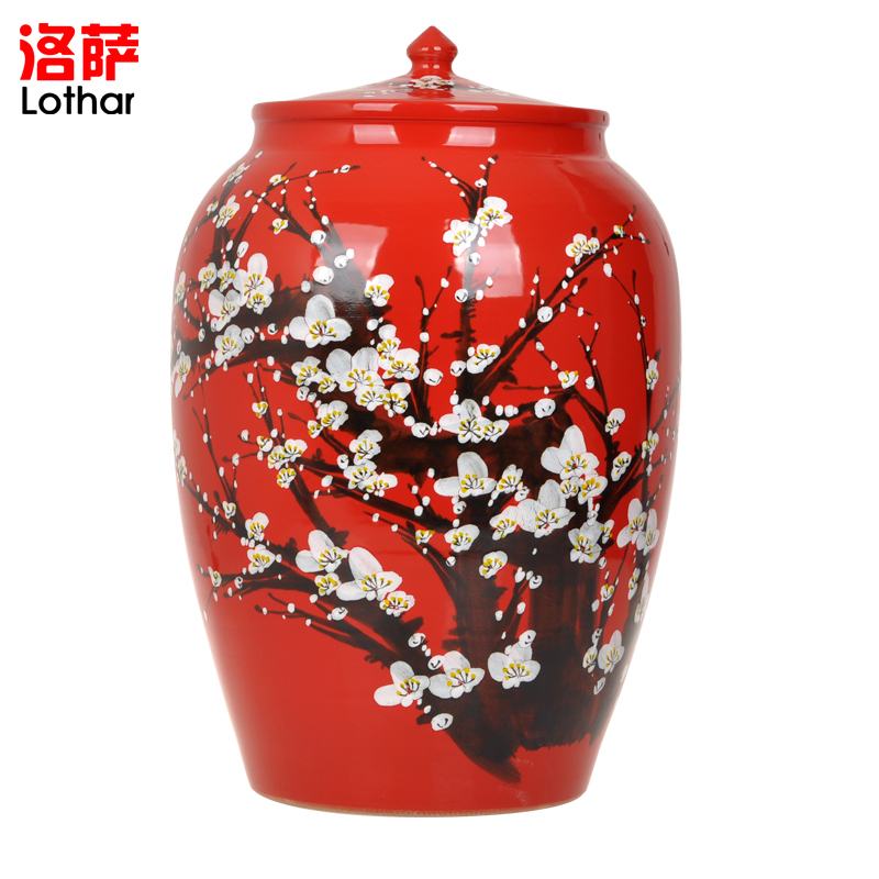 Jingdezhen ceramic carved words archaize barrel ricer box storage tank water tanks it 50 kg tea water meters store content box