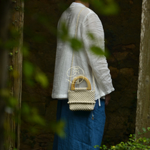 Tea Qing original design Haitang handmade woven diy material bag finished inclined satchel pure color mobile phone bag bag