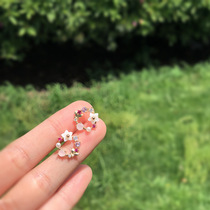 Because of the lack of Sting s925 sterling silver needle garland stud earrings Pink crystal Zircon flower pearl earrings drop earrings