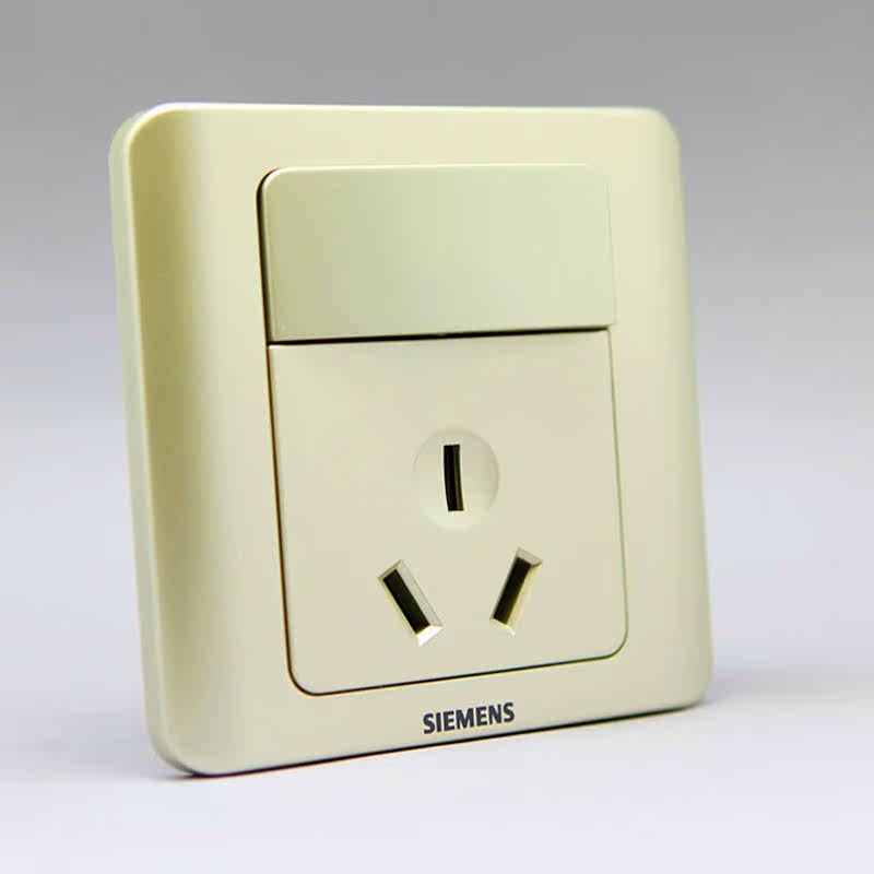 西门子三孔插座面板带开关 远景金棕86型家用16a空调 墙壁三插暗