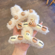Plush hairclip female back of the head hair card clip headdress autumn and winter ins Wind cute hair large shark clip