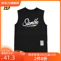 SLAMBLE sleeveless sports t-shirts shoulder and shoulder leisure and breathability loose suction and sweating male basketball vest