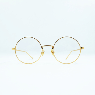 三色亚洲新复古风格纯钛金丝圆框中性光学镜架男女斯文近视眼镜5