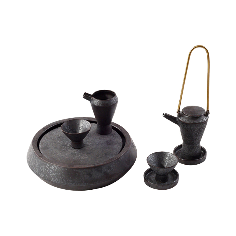New Chinese style is I example room teahouse furnishing articles, black soft adornment sitting room tea table decoration ceramic tea set the teapot