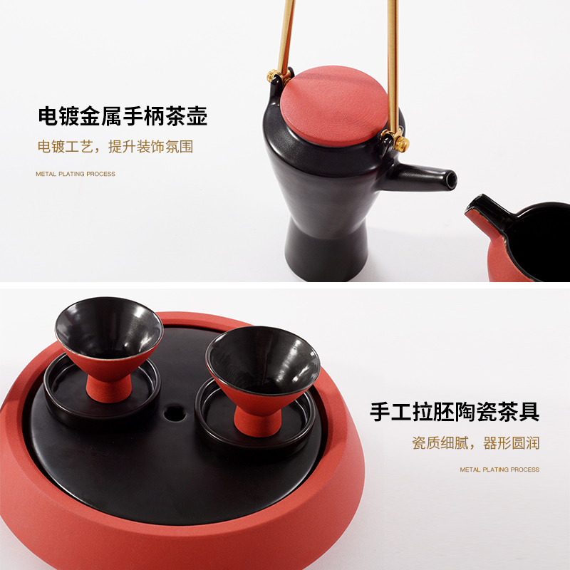 New Chinese style tea house home furnishing articles contracted hotel villa soft outfit ceramic tea set tea table suit household decoration