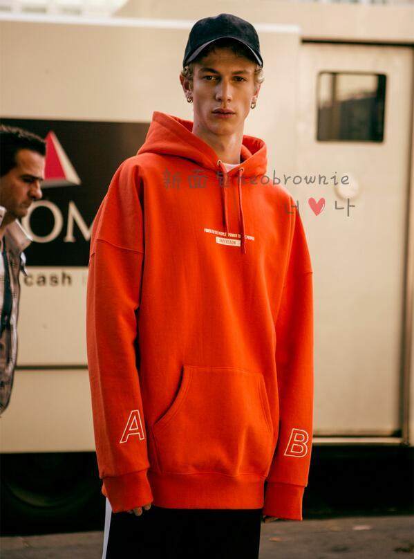 韩国正品潮牌直邮andersson bell男女logo刺绣黑灰橙宽松加绒卫衣