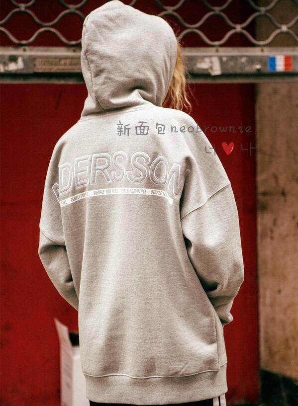 韩国正品潮牌直邮andersson bell男女logo刺绣黑灰橙宽松加绒卫衣