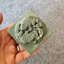 Songhua stone seal stone natural original stone carving seal engraving chapter material Old Pit green pine flower Golden Chan seal material