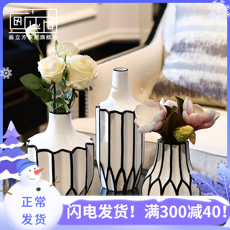 Furnishing articles sitting room cubic Nordic contracted origami ceramic vase dried flowers, flower arrangement, household decoration decoration