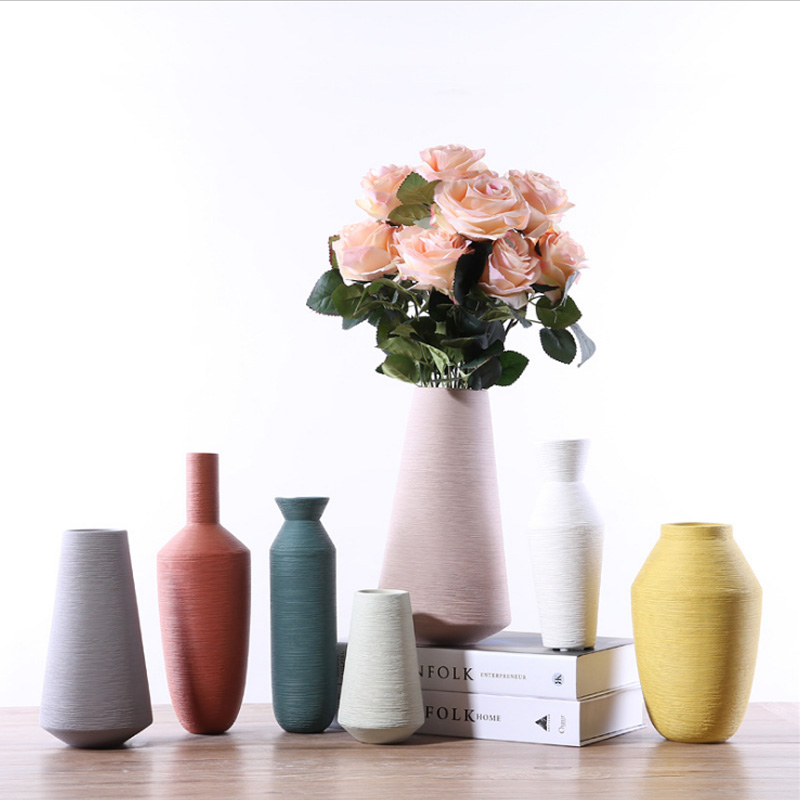 Creative morandi ceramic vases, flower arrangement sitting room sitting room light designer soft decoration decoration key-2 luxury furnishing articles northern Europe