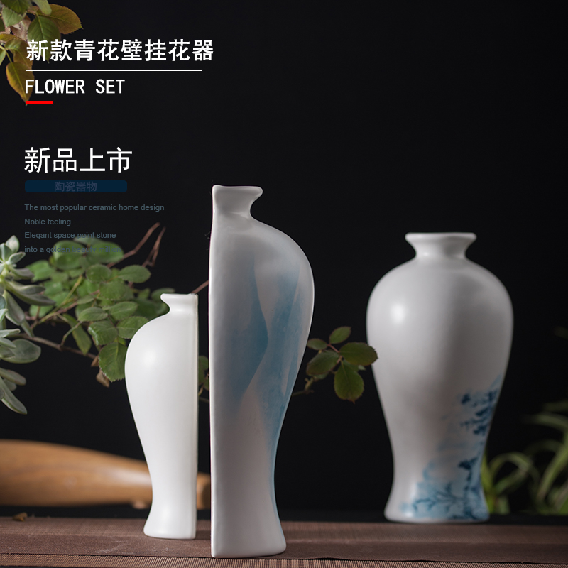 Jingdezhen ceramic wall hanging vases, hand - made porcelain corner to decorate the sitting room the bedroom metope study flower arranging, furnishing articles