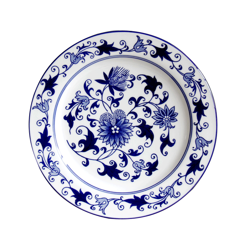 Jingdezhen blue and white hang dish European Mediterranean blue and white porcelain ceramic decoration plate plate household decoration furnishing articles