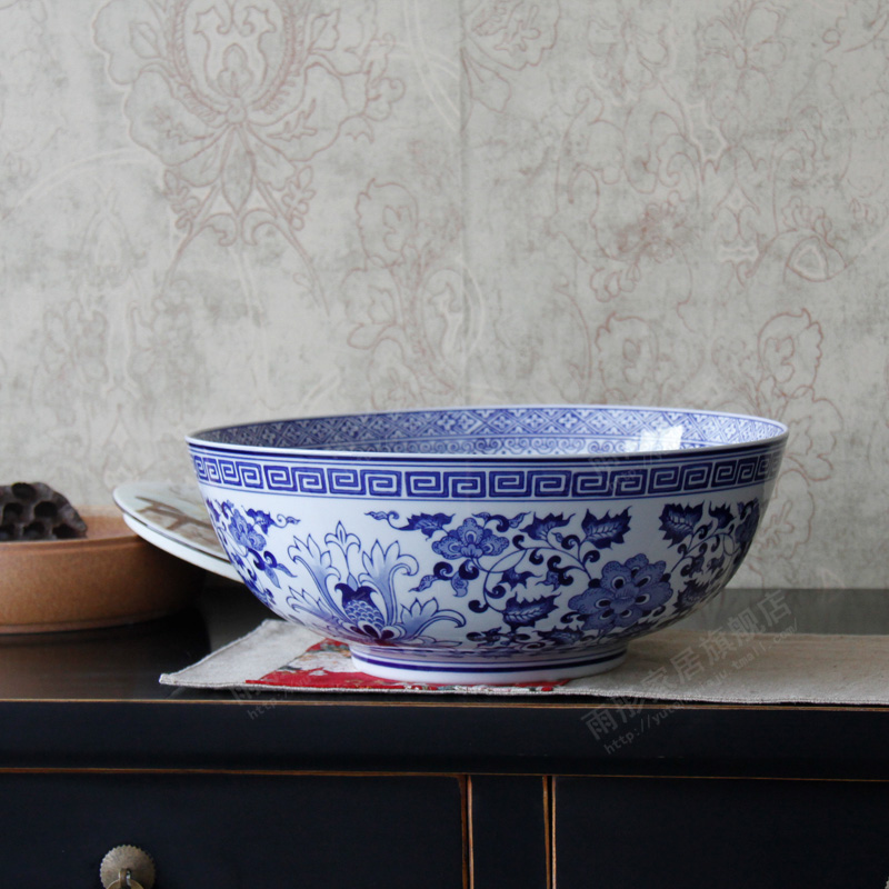 Jingdezhen blue and white porcelain basin pickled fish pickled fish bowl of boiled fish soup bowl basin blue and white porcelain bowls