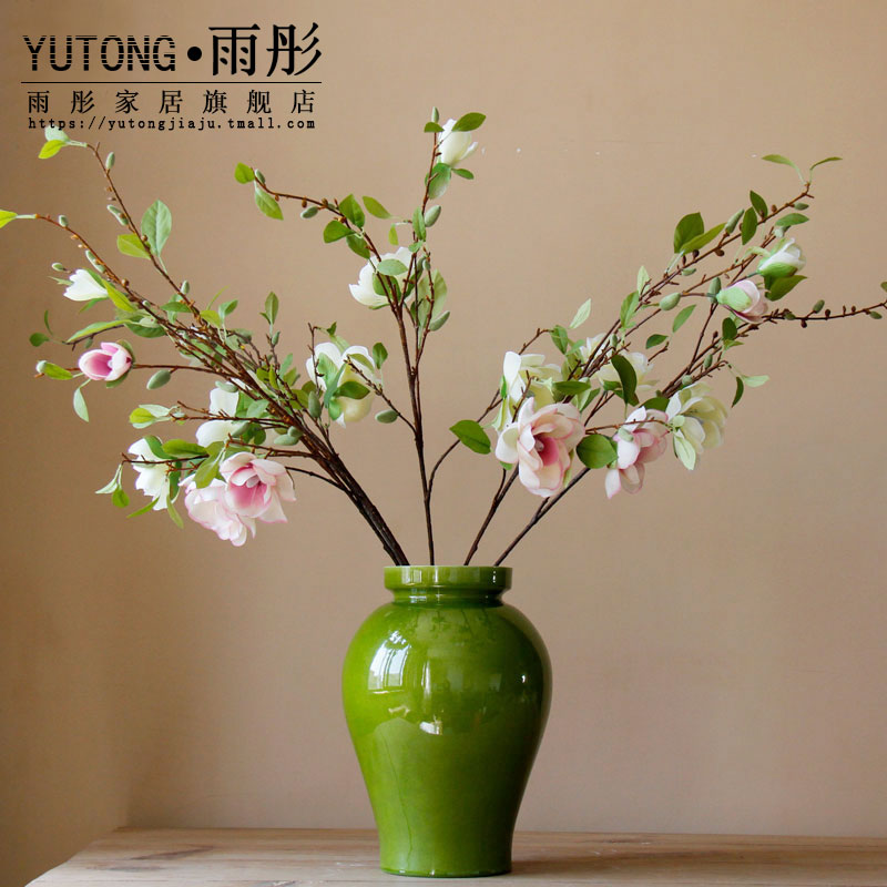 Rain tong home | jingdezhen ceramics high temperature high single glaze porcelain bottle expressions using pot - bellied flower ceramic decorative vase