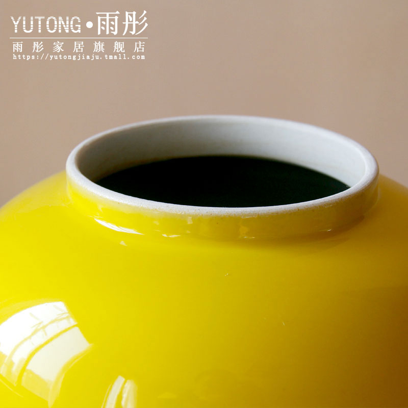 Jingdezhen ceramic checking lemon yellow ceramic tank storage tank furnishing articles to decorate the study model soft outfit business hall