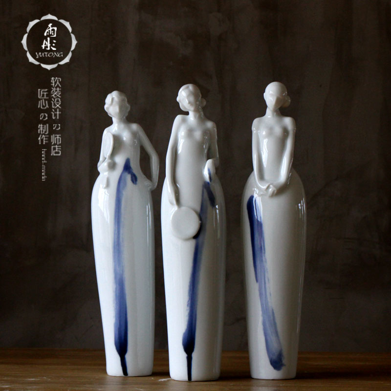 The rain tong home | jingdezhen blue and white ceramics beauty furnishing articles manual glazed home sitting room porch decoration