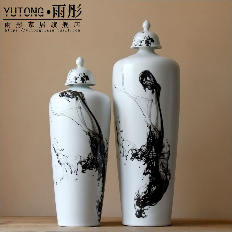 Jingdezhen ceramic freehand brushwork in traditional Chinese hand - made ink vase landing big jar of household decorates sitting room porch home furnishing articles