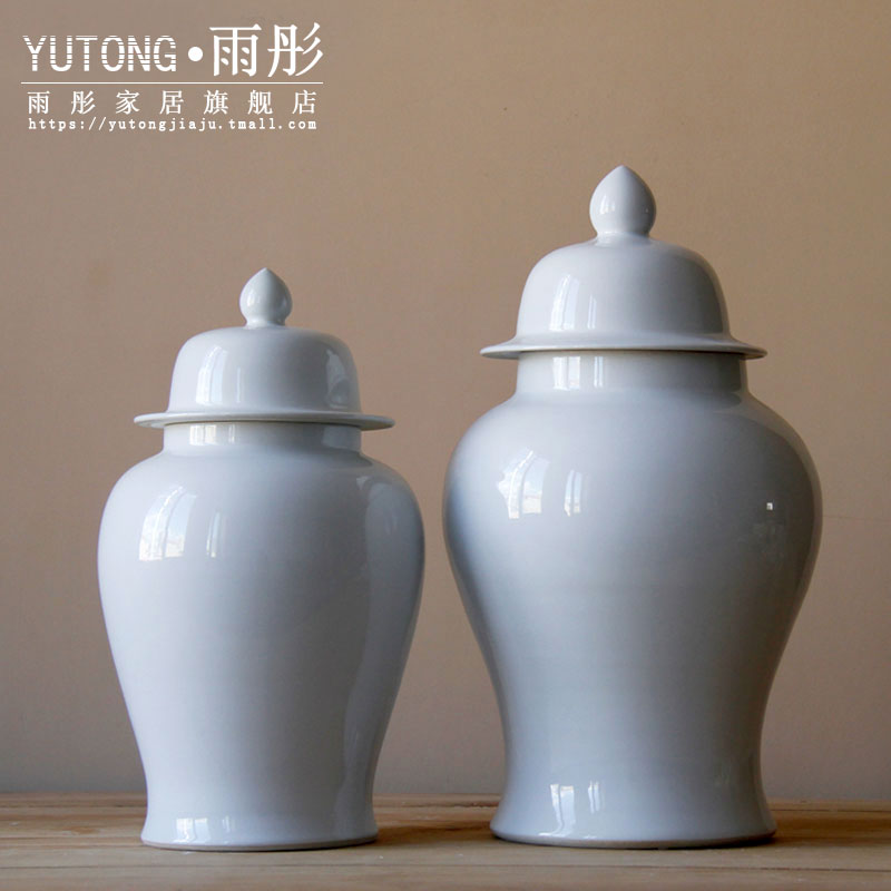 Jingdezhen ceramic general single glaze hand white tank contracted modern furnishing articles storage tank ceramic decoration