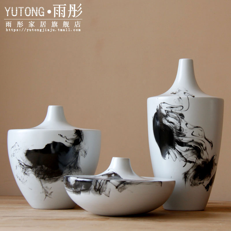 Hand - made ink painting ceramic vase household ceramic water raise vase furnishing articles furnishing articles ceramic vases, flower arranging flowers