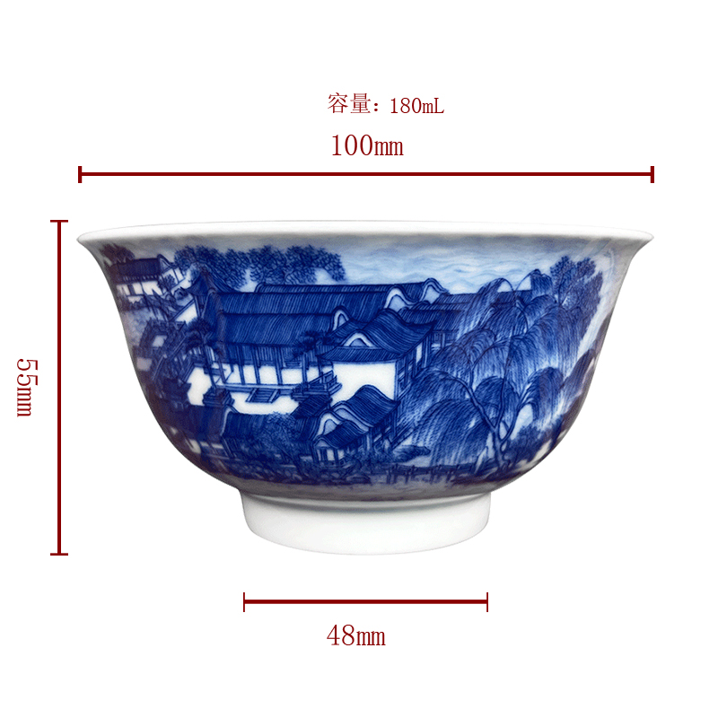 Jingdezhen sleep mountain hidden up the reform model of blue and white heavy yuanmingyuan peng island YaoTai sample tea cup tea cups