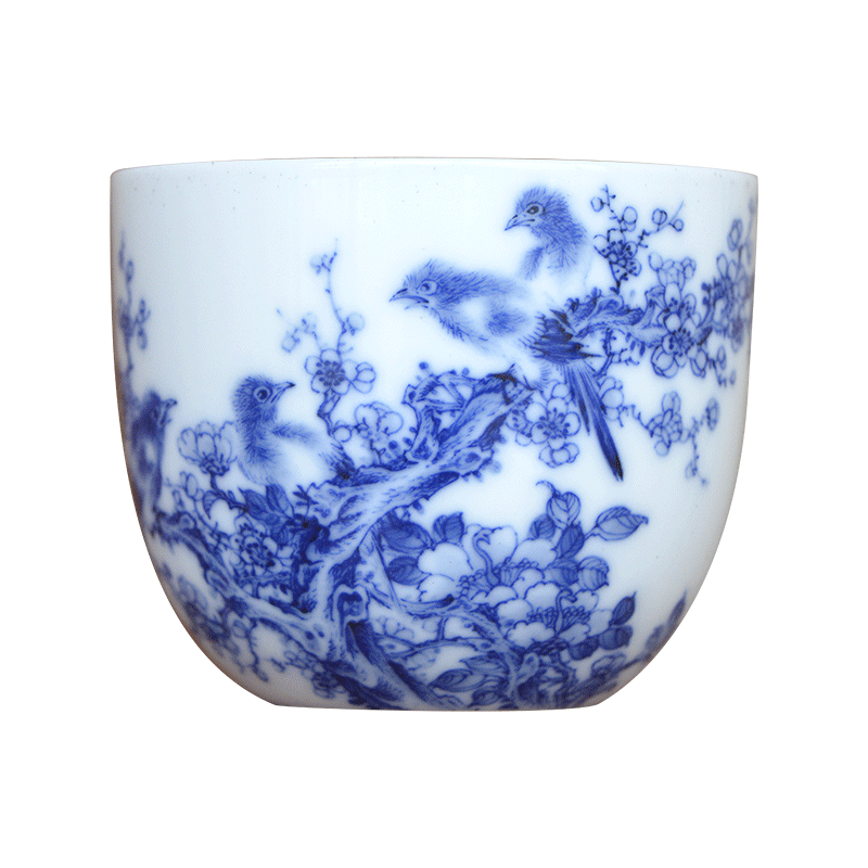 Jingdezhen nine wonderful hand burn hand - made porcelain nine paragraphs peach flower chicken cylinder cups of tea cups