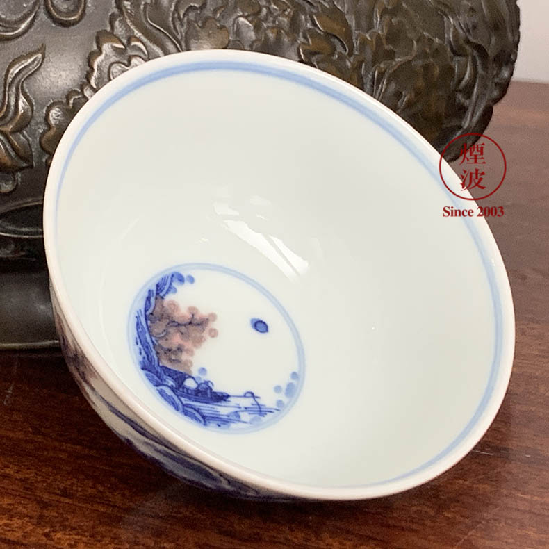 The smoke jingdezhen lesser RuanDingRong made lesser landscape youligong cup sample tea cup