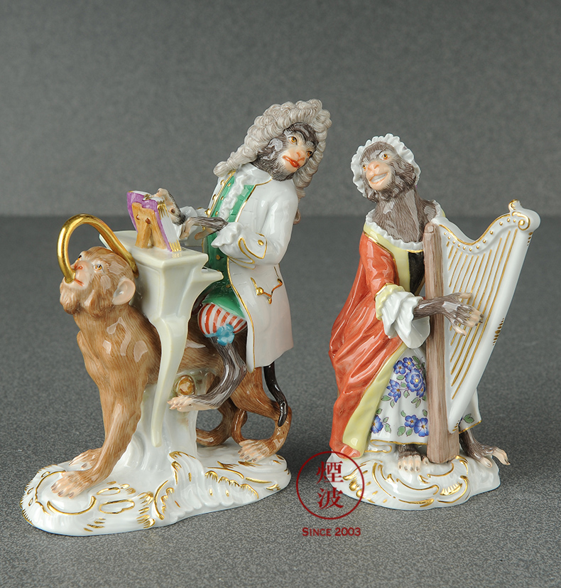 German mason mason meisen porcelain the baroque classical porcelain collection plastic monkeys