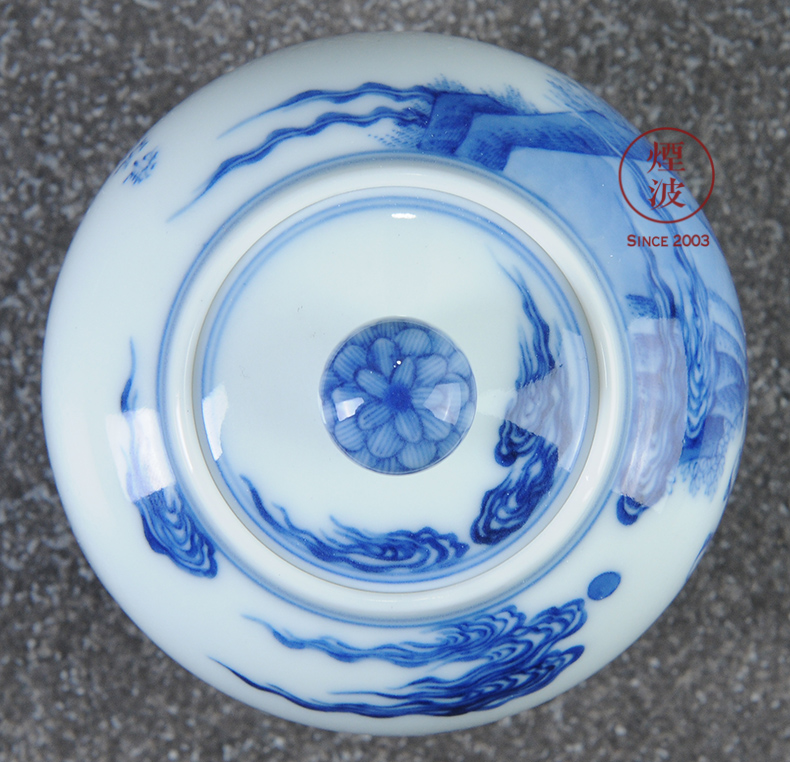 Those jingdezhen lesser RuanDingRong made lesser blue text will figure caddy fixings tea set