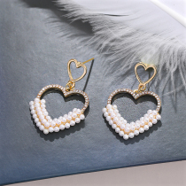 s925 silver needle heart pearl stud earrings women sweet simple zircon earrings 2020 new fashion earrings drop earrings