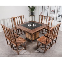 Chinese style square hot pot table table and chair combination commercial hot pot restaurant string incense spicy hot farmhouse marble custom