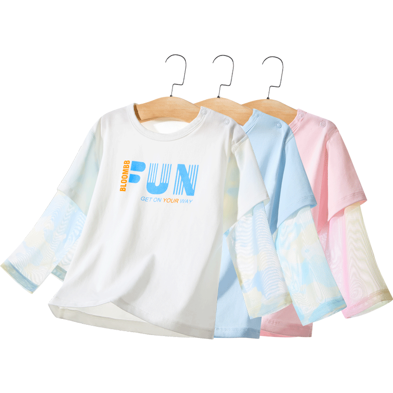 Children's thin long-sleeved T-shirt for summer baby fake two-piece T-shirt pure cotton ice silk sleeve mesh sun protection clothes pajamas
Children's thin long-sleeved T-shirt for summer baby fake two-piece T-shirt pure cotton ice silk sleeve mesh sun protection clothes pajamas
