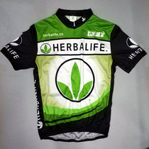 Herbalife clothes men and women team outdoor riding sportswear classic three-leaf green short-sleeved bicycle riding suit