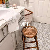 French marble small tile kitchen toilet floor tile hexagonal stone mosaic background wall