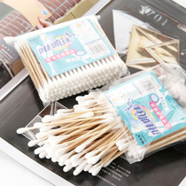 Home goods quality 100 soft bag wooden stick double head cotton swab health cotton swab beauty stick makeup cotton stick