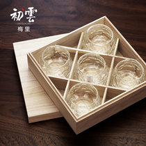 Niche Japanese designer cup Meri cup Teacup Sake liquor Plum wine Heat-resistant glass Wabi-sabi Wooden box Gift box