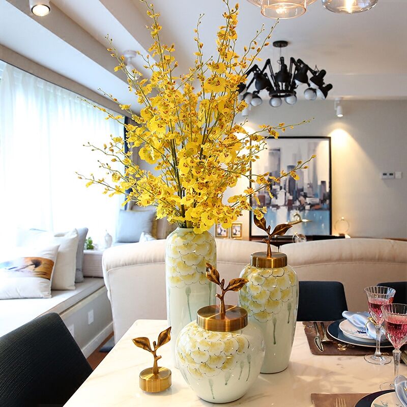 Europe type TV ark, adornment of new Chinese style ceramic vase furnishing articles dried flowers flower arrangement sitting room porch ark, desktop decoration