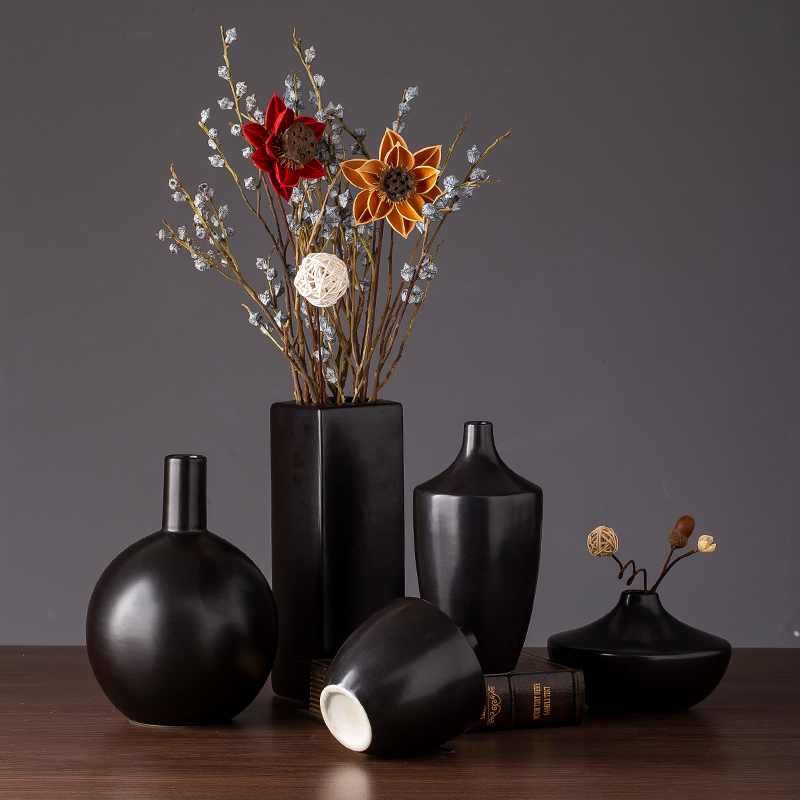 New ceramic vase zen hotel sitting room adornment is placed combination of I and contracted, black flower vase