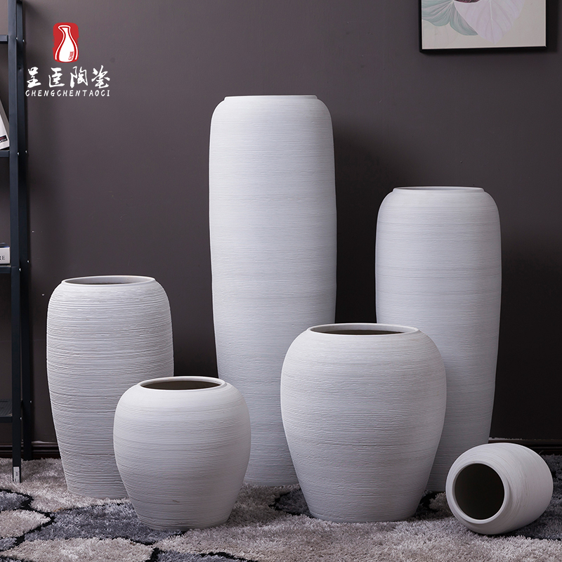 Jingdezhen ceramic vase furnishing articles be born white home sitting room office hotel furnishing articles dried flower porcelain art