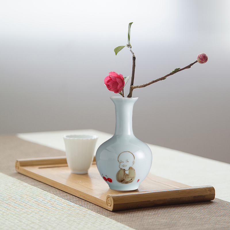 Jingdezhen contracted the new Chinese style is I ceramic floret bottle furnishing articles porch office desk table flower decoration