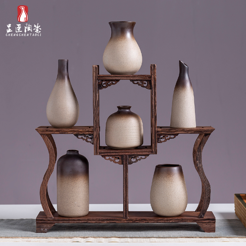 Jingdezhen retro nostalgia ceramic vase decoration porch desk living room TV cabinet office table flower arranging furnishing articles