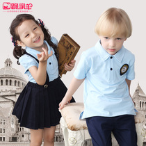 Kindergarten garden clothes summer clothes British style Shenzhen slim childrens school uniform set primary school class clothes short sleeves T Summer