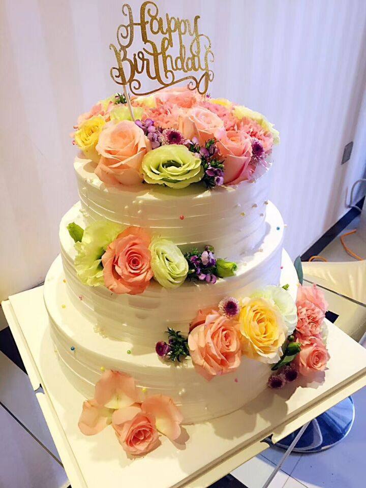 定制 三层鲜花生日蛋糕秦皇岛衡水昌黎保定邢台石家庄唐山廊坊同城