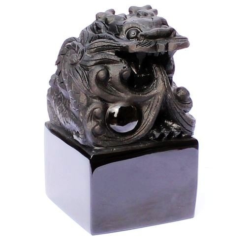 墨西哥天然正品黑曜石升官龙印神龙印摆件宝印摆设晓龙恭喜发财