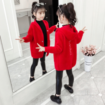 Girls' Fleece Coat 2022 New Children's Autumn Winter Clothing 6 Western Princess 7 Little Girl 8 Sweater 9 Cardigan 10 Years