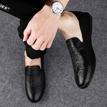 2021 summer breathable mens casual leather shoes genuine leather soft bottom soft surface business mens shoes Korean version of a pedal youth