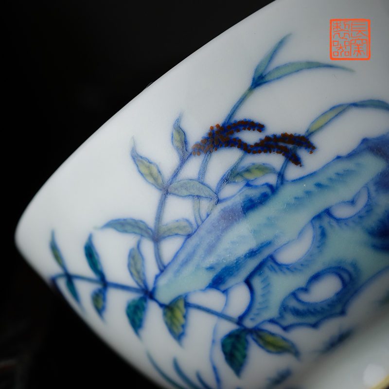 Offered home - cooked ju long up controller yongzheng blue glaze color bucket deer cup of jingdezhen manual hand - made master cup tea set