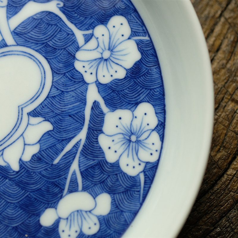 Private customized offered home - cooked in jingdezhen blue and white ice MeiPan hand - made ceramic tea tray was pot bearing fruit tray was dry terms plate