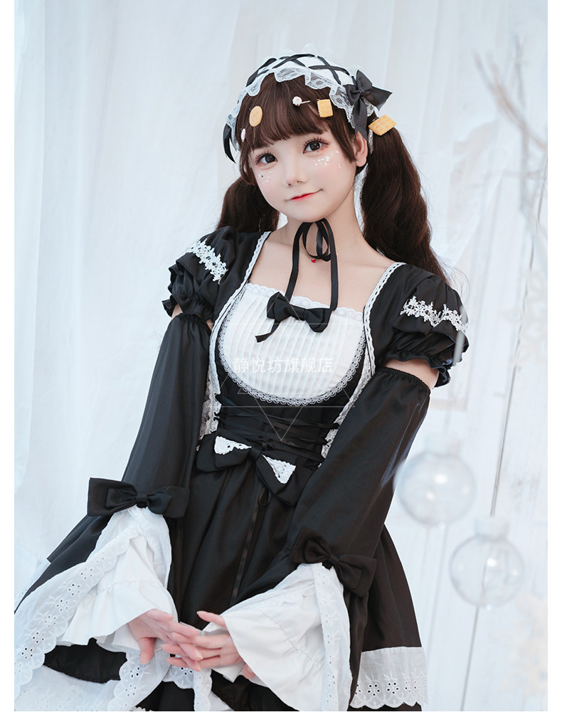 原创黑白女仆服装cosplay洋装女装大佬lolita哥特燕尾服女佣装